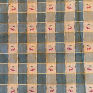 Valances Green and Yellow Plaid Fabric with Cherry Accents Pair